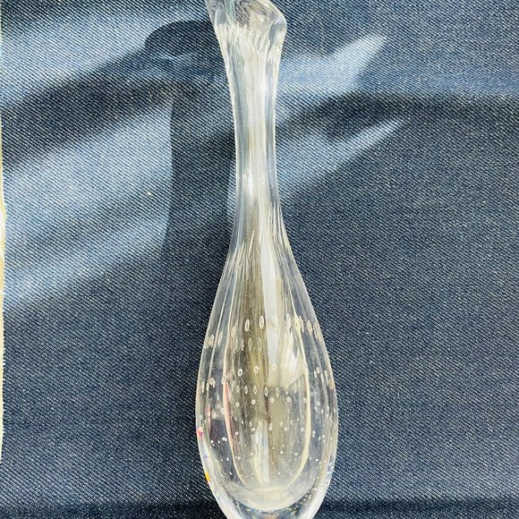 Vintage Kosta Boda Handblown Controlled Bubbles Clear Bud Vase 9.5” Signed